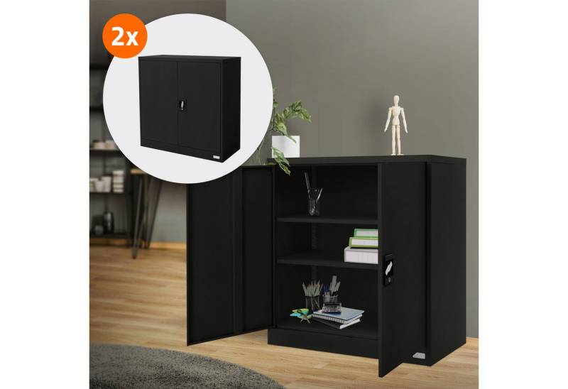 ML-DESIGN Aktenschrank Metallschrank mit Schubladen, freistehender Aufbewahrungsschrank (2-St) Lagerschrank schwarz Büroschrank Werkzeugschrank Stahlschrank von ML-DESIGN