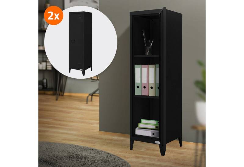 ML-DESIGN Aktenschrank Metallschrank mit Schubladen, freistehender Aufbewahrungsschrank (2-St) Lagerschrank schwarz Büroschrank Werkzeugschrank Stahlschrank von ML-DESIGN