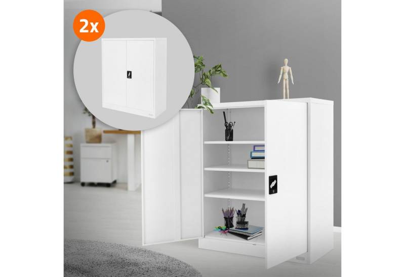 ML-DESIGN Aktenschrank Metallschrank mit Schubladen, freistehender Aufbewahrungsschrank (2-St) Lagerschrank weiß Büroschrank Werkzeugschrank Stahlschrank von ML-DESIGN