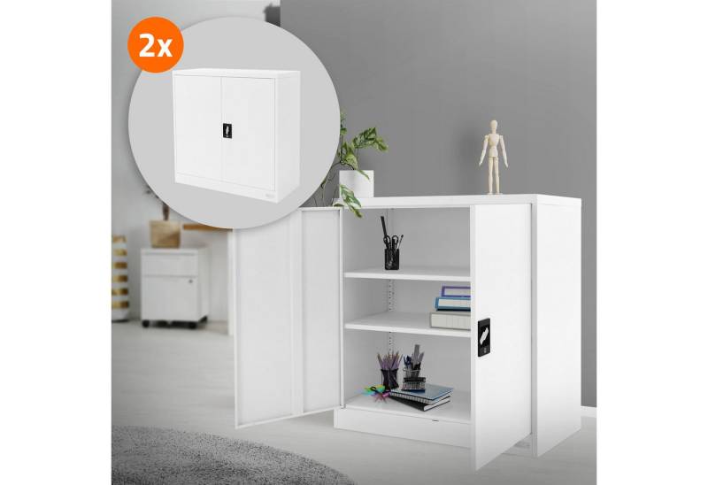 ML-DESIGN Aktenschrank Metallschrank mit Schubladen, freistehender Aufbewahrungsschrank (2-St) Lagerschrank weiß Büroschrank Werkzeugschrank Stahlschrank von ML-DESIGN
