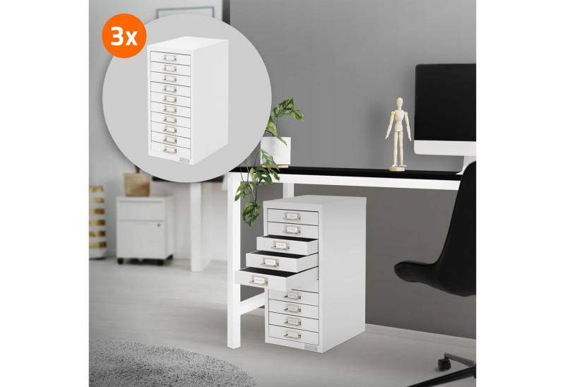 ML-DESIGN Aktenschrank Metallschrank mit Schubladen freistehender Aufbewahrungsschrank (3-St) Lagerschrank Weiß Büroschrank Werkzeugschrank Stahlschrank von ML-DESIGN