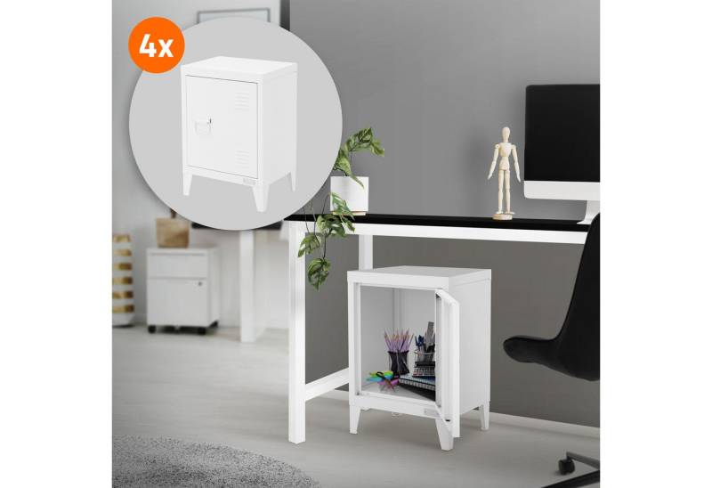 ML-DESIGN Aktenschrank Schubladenschrank aus Stahl Wasserdicht Stabil und langlebig (4-St) 4x Büroschrank Kleiner Weiß Einzeltür mit 4 Beinen 40x30x57,5cm von ML-DESIGN