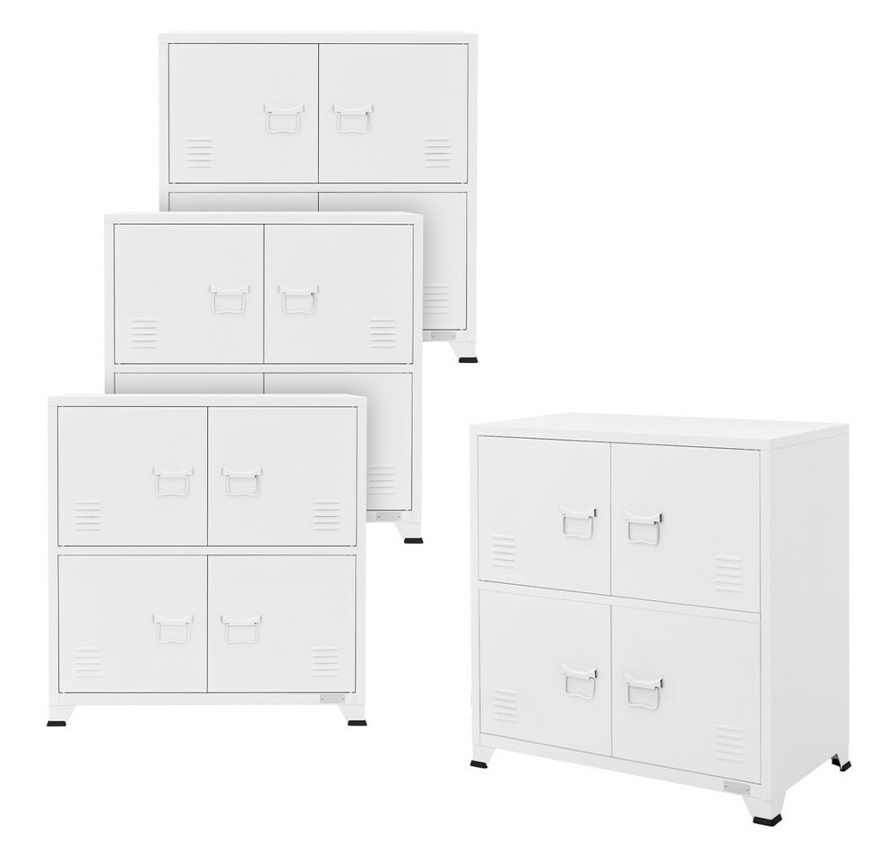 ML-DESIGN Aktenschrank Schubladenschrank aus Stahl Wasserdicht Stabil und langlebig (4-St) 4x Büroschrank Weiß mit 4 Türen & 2 Innenfächer 75x40x80,5 cm von ML-DESIGN