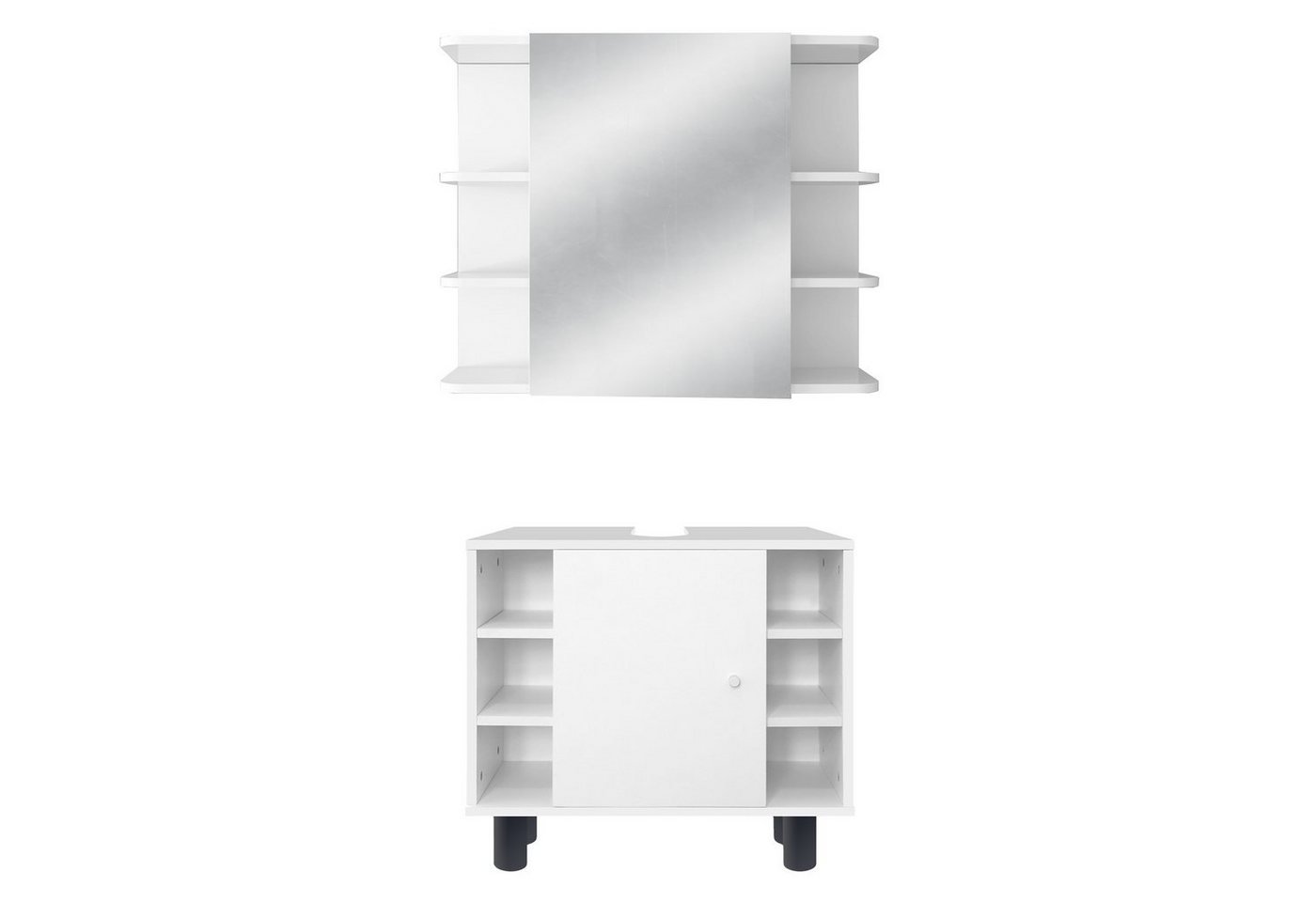 ML-DESIGN Badmöbel-Set Badezimmermöbel Komplettset, aus Holz, viel Stauraum, Modernen Stil, (2-St), 2-tlg Waschtisch mit Unterschrank Spiegelschrank Badezimmer Schrank von ML-DESIGN