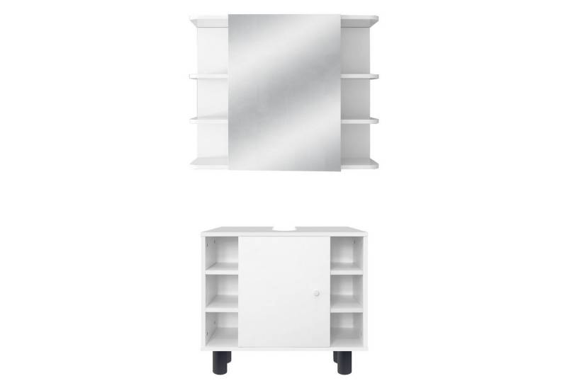 ML-DESIGN Badmöbel-Set Badezimmermöbel Komplettset, aus Holz, viel Stauraum, Modernen Stil, (2-St), 2-tlg Waschtisch mit Unterschrank Spiegelschrank Badezimmer Schrank von ML-DESIGN