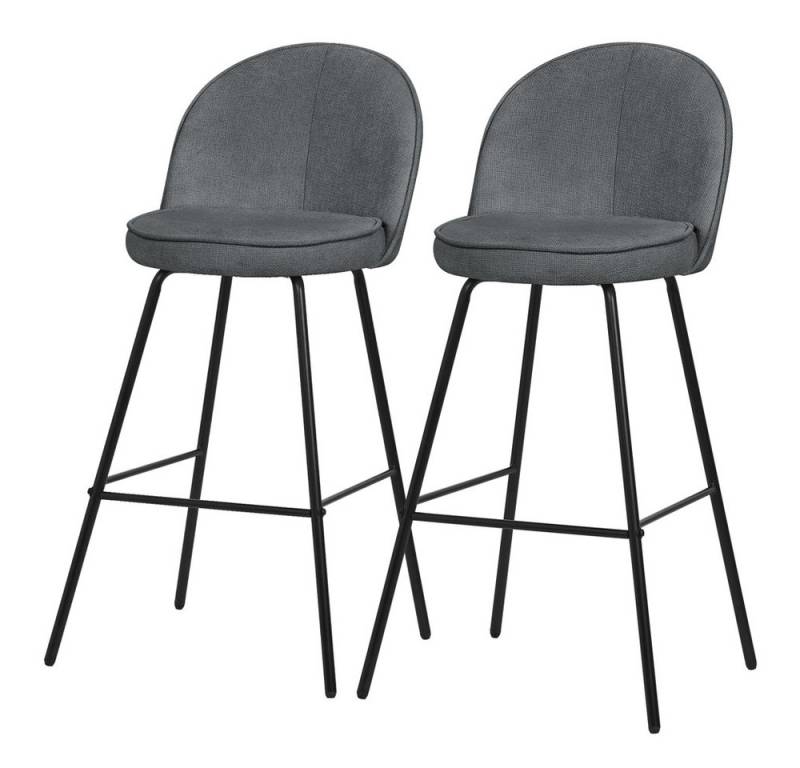ML-DESIGN Barhocker Gepolsterter Barstuhl mit Metallgestell Rückenlehne und Fußstütze (2 St), Bistrohocker 2er Set Anthrazit Stoffbezug Tresenhocker Küchenhocker von ML-DESIGN