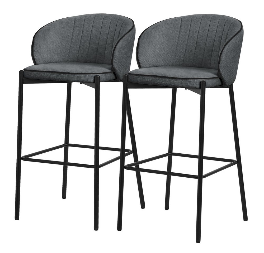 ML-DESIGN Barhocker Gepolsterter Barstuhl mit Metallgestell Rückenlehne und Fußstütze (2 St), Bistrohocker 2er Set Anthrazit Stoffbezug Tresenhocker Küchenhocker von ML-DESIGN