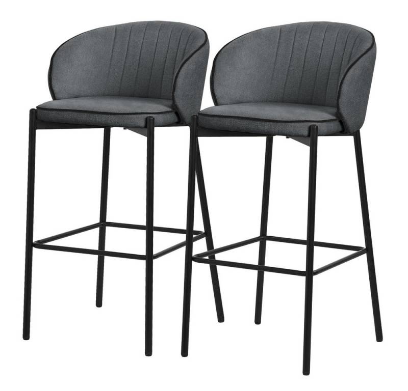 ML-DESIGN Barhocker Gepolsterter Barstuhl mit Metallgestell Rückenlehne und Fußstütze (2 St), Bistrohocker 2er Set Anthrazit Stoffbezug Tresenhocker Küchenhocker von ML-DESIGN