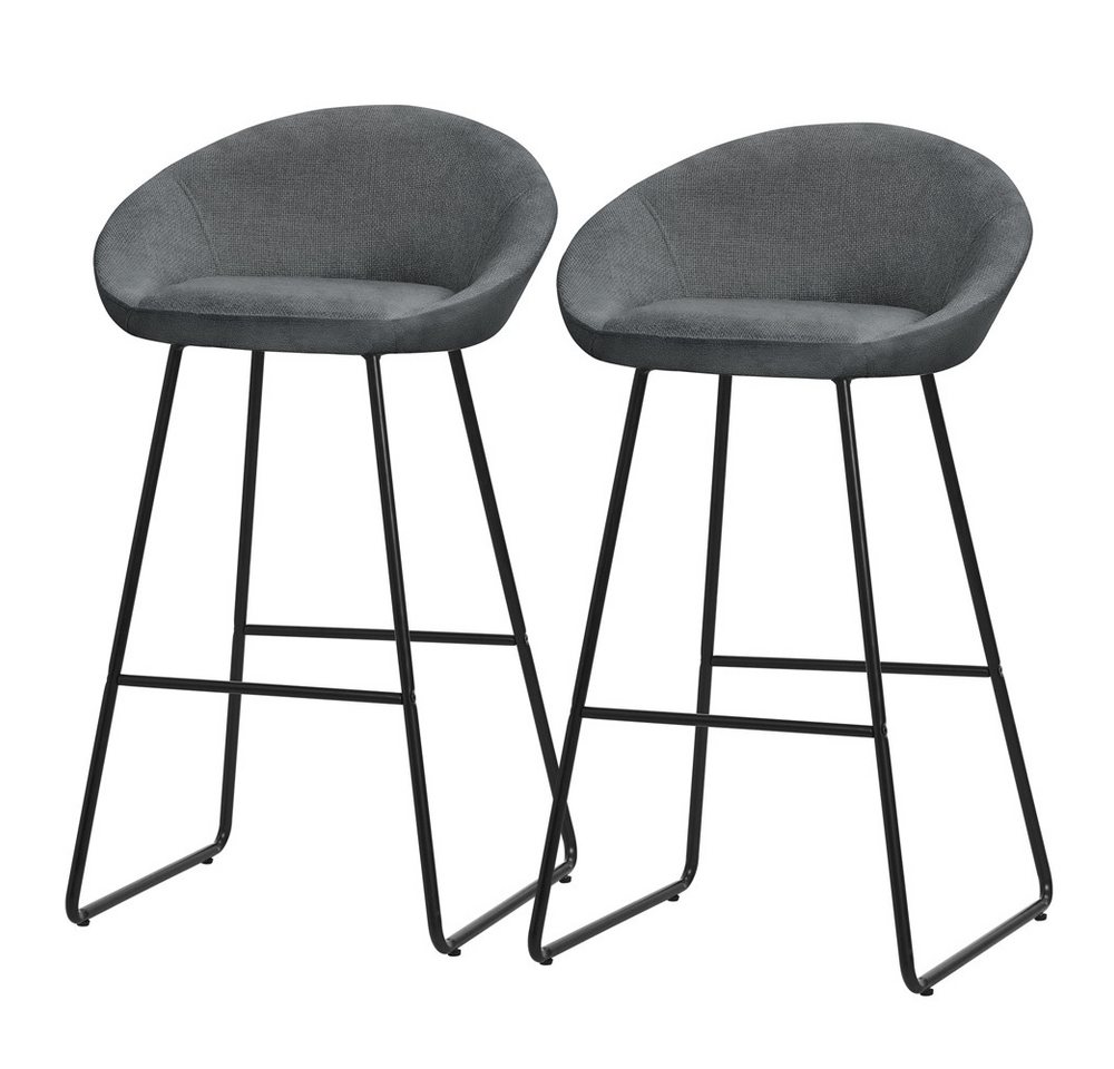 ML-DESIGN Barhocker Gepolsterter Barstuhl mit Metallgestell Rückenlehne und Fußstütze (2 St), Bistrohocker 2er Set Anthrazit Stoffbezug Tresenhocker Küchenhocker von ML-DESIGN