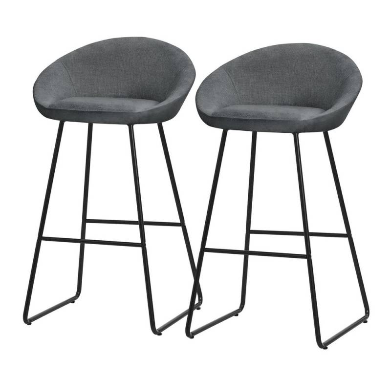ML-DESIGN Barhocker Gepolsterter Barstuhl mit Metallgestell Rückenlehne und Fußstütze (2 St), Bistrohocker 2er Set Anthrazit Stoffbezug Tresenhocker Küchenhocker von ML-DESIGN