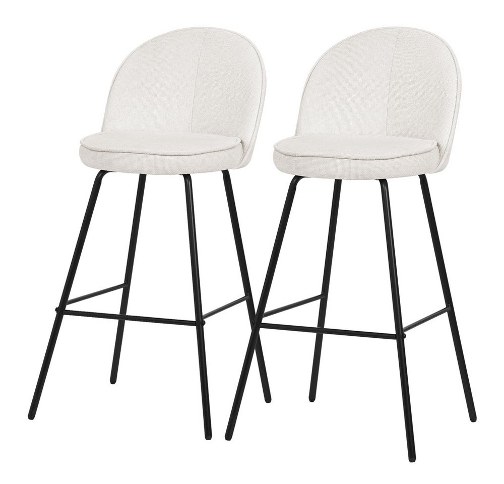 ML-DESIGN Barhocker Gepolsterter Barstuhl mit Metallgestell Rückenlehne und Fußstütze (2 St), Bistrohocker 2er Set Beige Stoffbezug Tresenhocker Küchenhocker von ML-DESIGN