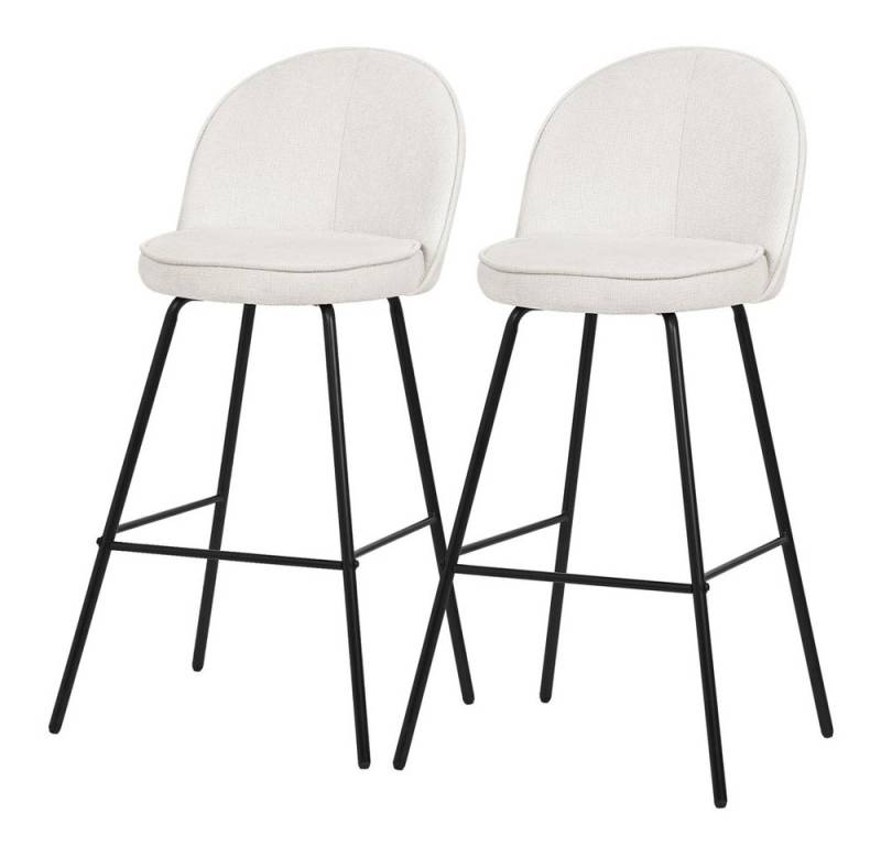 ML-DESIGN Barhocker Gepolsterter Barstuhl mit Metallgestell Rückenlehne und Fußstütze (2 St), Bistrohocker 2er Set Beige Stoffbezug Tresenhocker Küchenhocker von ML-DESIGN