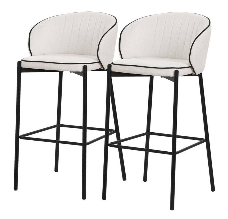 ML-DESIGN Barhocker Gepolsterter Barstuhl mit Metallgestell Rückenlehne und Fußstütze (2 St), Bistrohocker 2er Set Beige Stoffbezug Tresenhocker Küchenhocker von ML-DESIGN