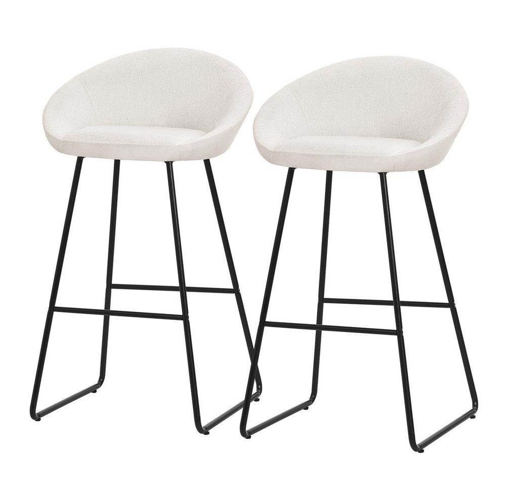ML-DESIGN Barhocker Gepolsterter Barstuhl mit Metallgestell Rückenlehne und Fußstütze (2 St), Bistrohocker 2er Set Beige Stoffbezug Tresenhocker Küchenhocker von ML-DESIGN