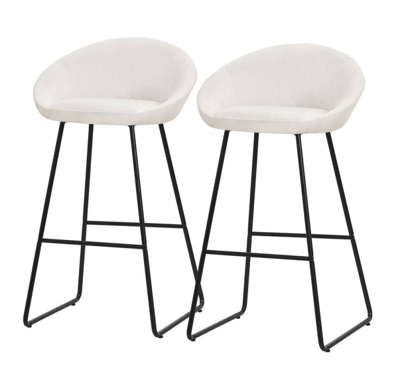 ML-DESIGN Barhocker Gepolsterter Barstuhl mit Metallgestell Rückenlehne und Fußstütze (2 St), Bistrohocker 2er Set Beige Stoffbezug Tresenhocker Küchenhocker von ML-DESIGN