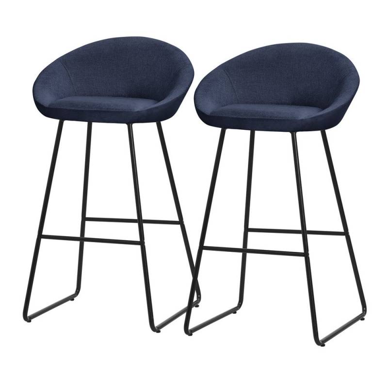 ML-DESIGN Barhocker Gepolsterter Barstuhl mit Metallgestell Rückenlehne und Fußstütze (2 St), Bistrohocker 2er Set Dunkelblau Stoffbezug Tresenhocker Küchenhocker von ML-DESIGN