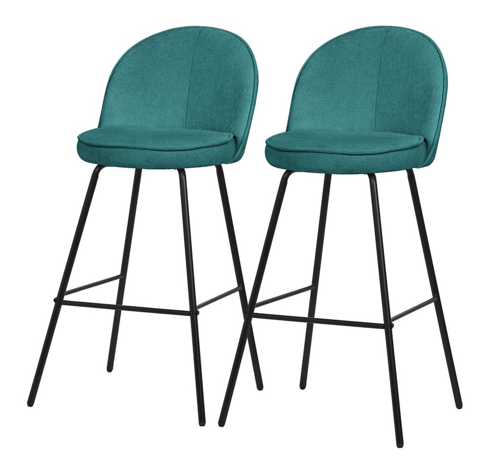 ML-DESIGN Barhocker Gepolsterter Barstuhl mit Metallgestell Rückenlehne und Fußstütze (2 St), Bistrohocker 2er Set Petrol Stoffbezug Tresenhocker Küchenhocker von ML-DESIGN