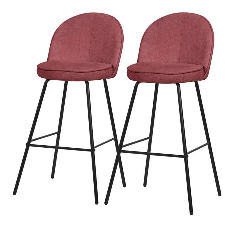 ML-DESIGN Barhocker Gepolsterter Barstuhl mit Metallgestell Rückenlehne und Fußstütze (2 St), Bistrohocker 2er Set Rot Stoffbezug Tresenhocker Küchenhocker von ML-DESIGN
