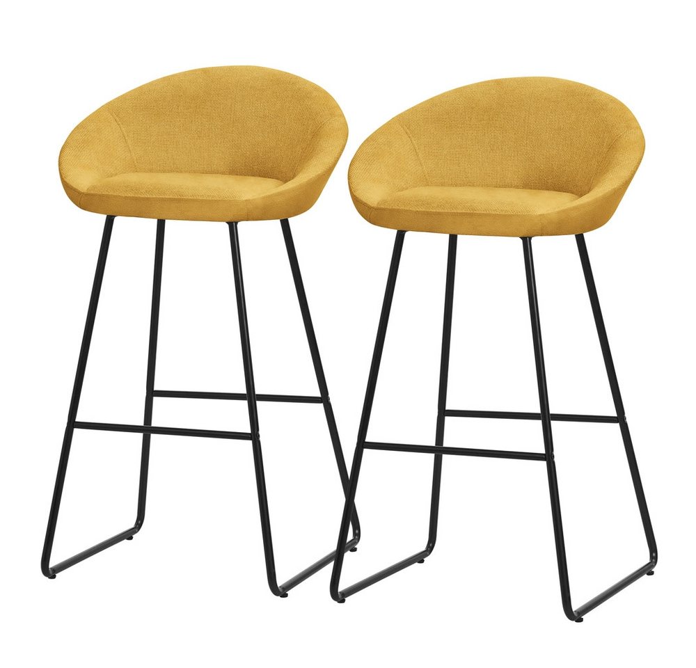 ML-DESIGN Barhocker Gepolsterter Barstuhl mit Metallgestell Rückenlehne und Fußstütze (2 St), Bistrohocker 2er Set Senf Stoffbezug Tresenhocker Küchenhocker Hocker von ML-DESIGN