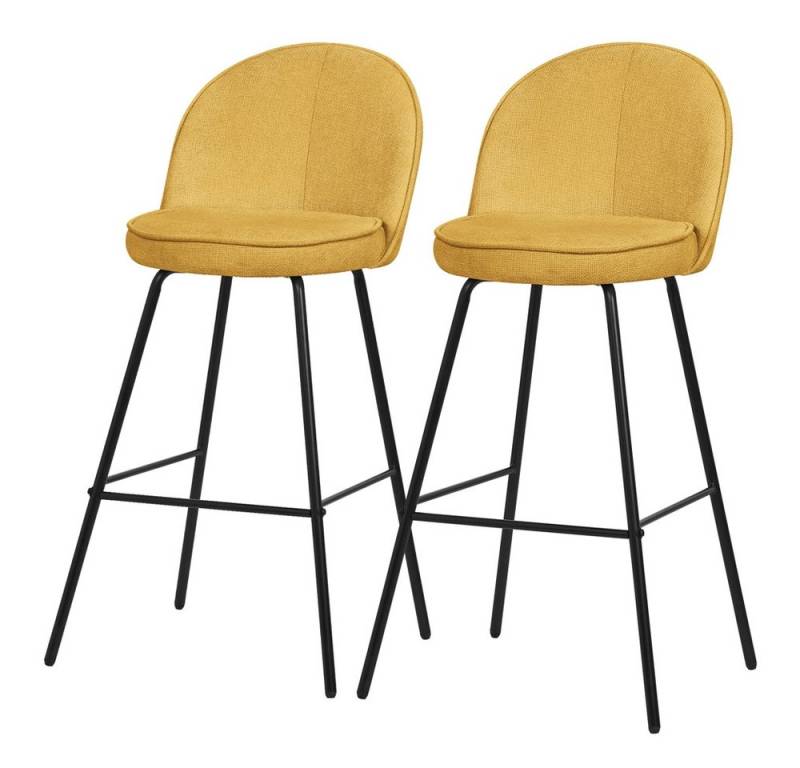 ML-DESIGN Barhocker Gepolsterter Barstuhl mit Metallgestell Rückenlehne und Fußstütze (2 St), Bistrohocker 2er Set Senf Stoffbezug Tresenhocker Küchenhocker von ML-DESIGN