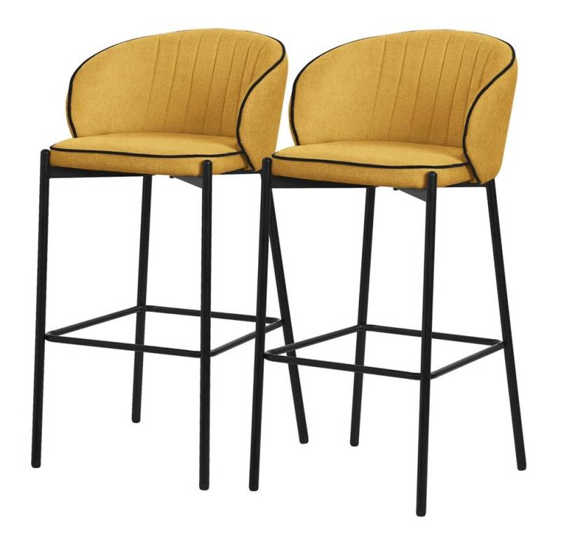ML-DESIGN Barhocker Gepolsterter Barstuhl mit Metallgestell Rückenlehne und Fußstütze (2 St), Bistrohocker 2er Set Senf Stoffbezug Tresenhocker Küchenhocker von ML-DESIGN