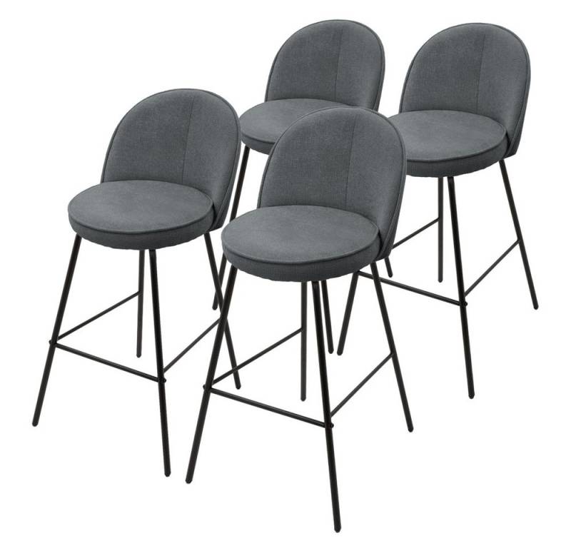 ML-DESIGN Barhocker Gepolsterter Barstuhl mit Metallgestell Rückenlehne und Fußstütze (4 St), Bistrohocker 4er Set Anthrazit Stoffbezug Tresenhocker Küchenhocker von ML-DESIGN