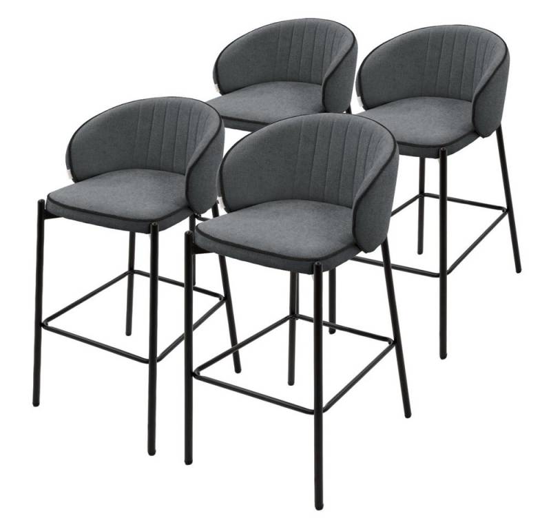 ML-DESIGN Barhocker Gepolsterter Barstuhl mit Metallgestell Rückenlehne und Fußstütze (4 St), Bistrohocker 4er Set Anthrazit Stoffbezug Tresenhocker Küchenhocker von ML-DESIGN