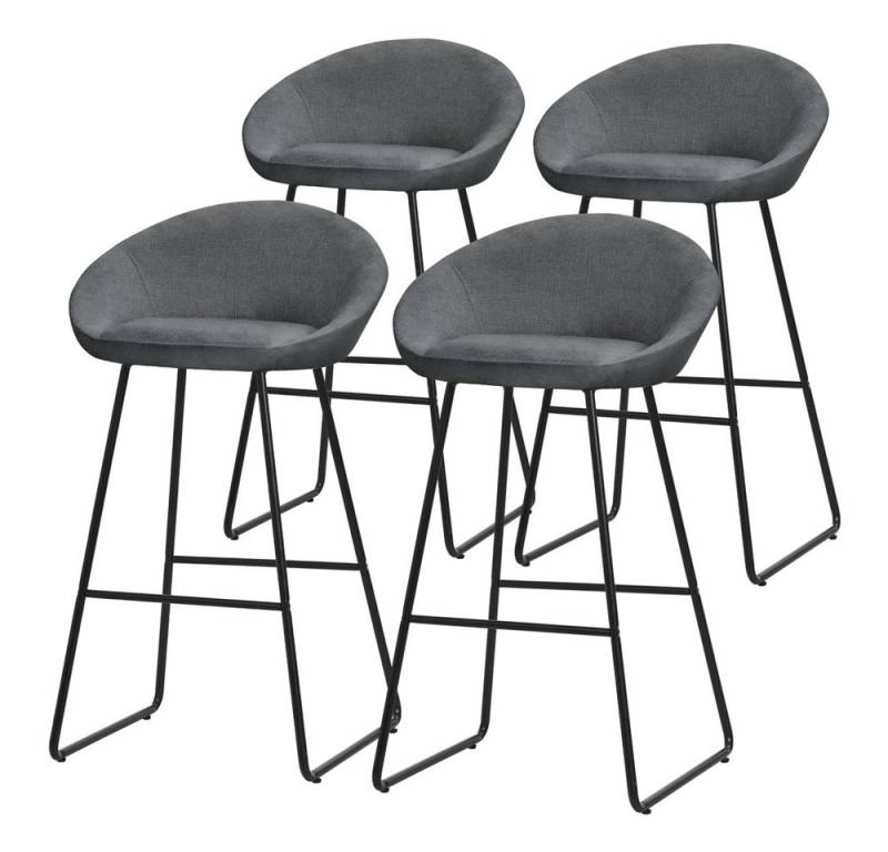 ML-DESIGN Barhocker Gepolsterter Barstuhl mit Metallgestell Rückenlehne und Fußstütze (4 St), Bistrohocker 4er Set Anthrazit Stoffbezug Tresenhocker Küchenhocker von ML-DESIGN