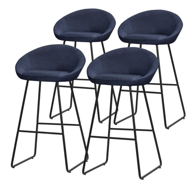 ML-DESIGN Barhocker Gepolsterter Barstuhl mit Metallgestell Rückenlehne und Fußstütze (4 St), Bistrohocker 4er Set Dunkelblau Stoffbezug Tresenhocker Küchenhocker von ML-DESIGN