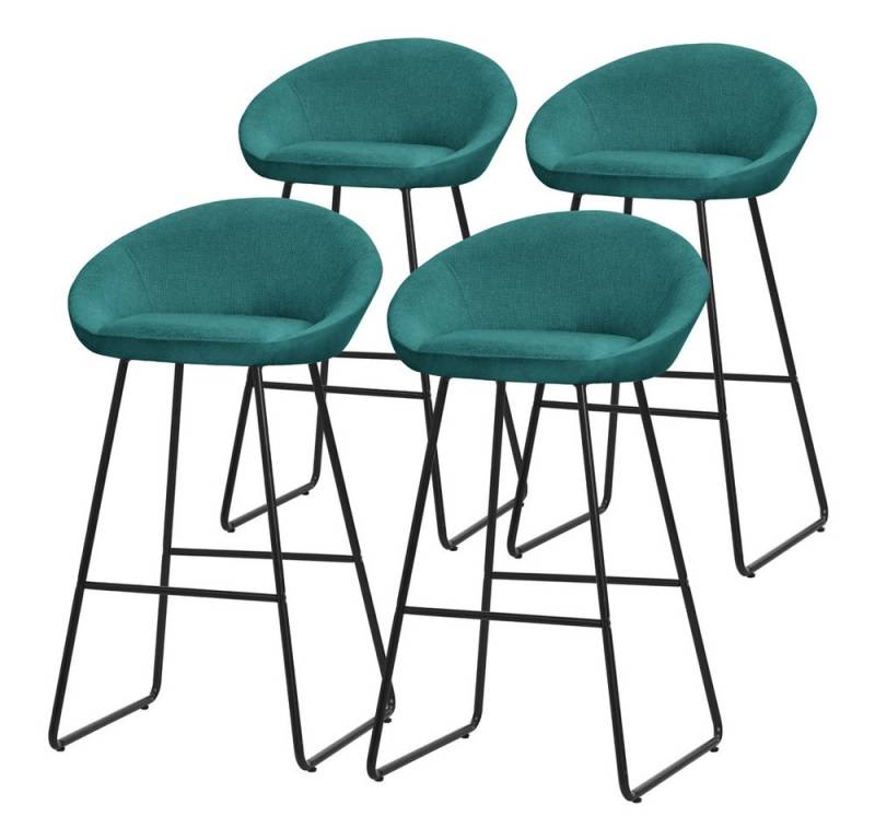ML-DESIGN Barhocker Gepolsterter Barstuhl mit Metallgestell Rückenlehne und Fußstütze (4 St), Bistrohocker 4er Set Petrol Stoffbezug Tresenhocker Küchenhocker von ML-DESIGN