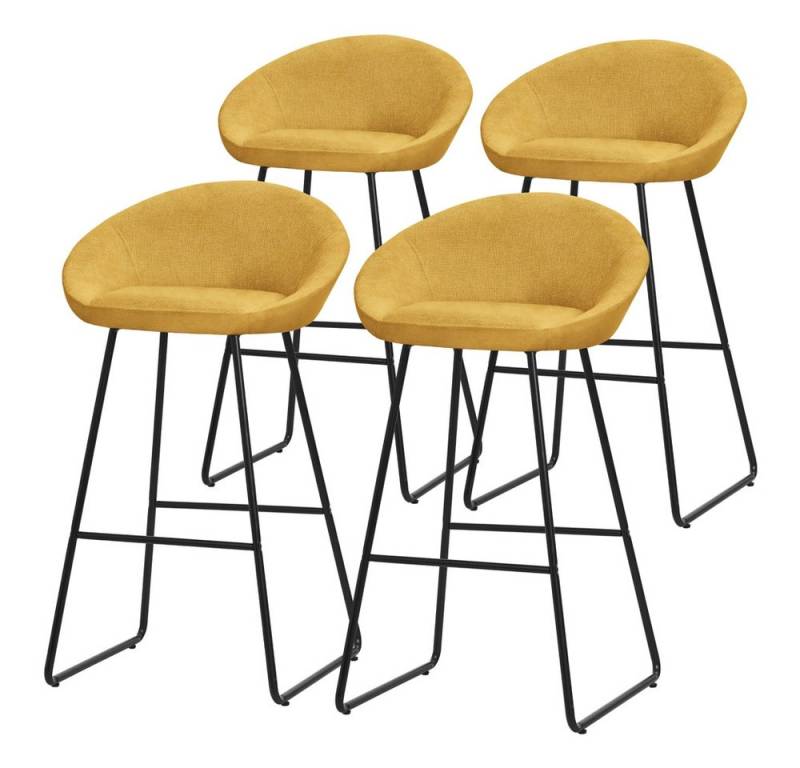 ML-DESIGN Barhocker Gepolsterter Barstuhl mit Metallgestell Rückenlehne und Fußstütze (4 St), Bistrohocker 4er Set Senf Stoffbezug Tresenhocker Küchenhocker Hocker von ML-DESIGN