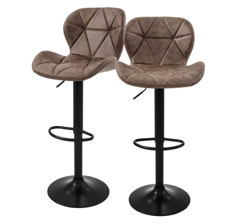 ML-DESIGN Barhocker Gepolsterter Barstuhl mit Rückenlehne und Fußstütze, 360° drehbar (2 St), Bistrohocker aus Kunstleder, Braun, Drehstuhl Hocker Tresenhocker von ML-DESIGN