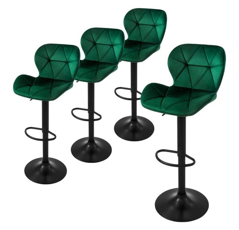 ML-DESIGN Barhocker Gepolsterter Barstuhl mit Rückenlehne und Fußstütze, 360° drehbar (4 St), Bistrohocker aus Samt, Grün, Drehstuhl Hocker Tresenhocker von ML-DESIGN