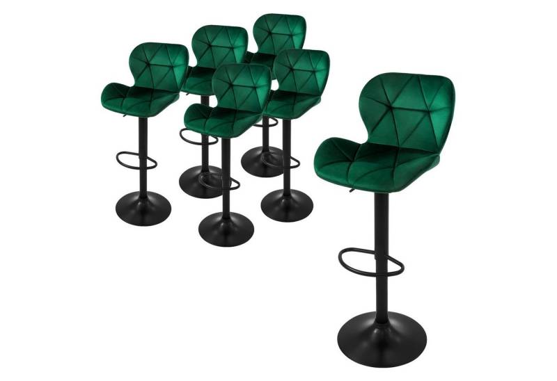 ML-DESIGN Barhocker Gepolsterter Barstuhl mit Rückenlehne und Fußstütze, 360° drehbar (6 St), Bistrohocker aus Samt, Grün, Drehstuhl Hocker Tresenhocker von ML-DESIGN