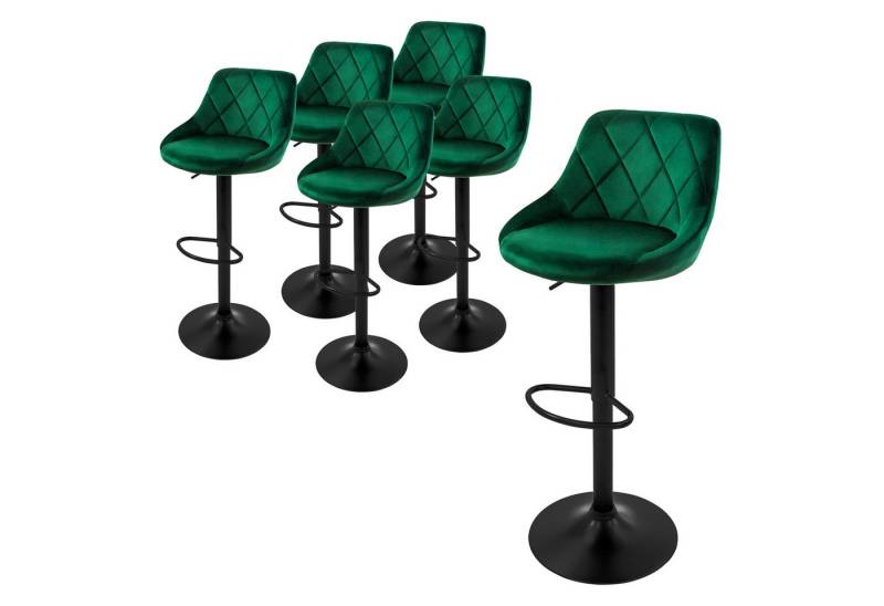 ML-DESIGN Barhocker Gepolsterter Barstuhl mit Rückenlehne und Fußstütze, 360° drehbar (6 St), Drestuhl höhenverstellbar 62-82 cm, Grün, Bezug aus Samt von ML-DESIGN