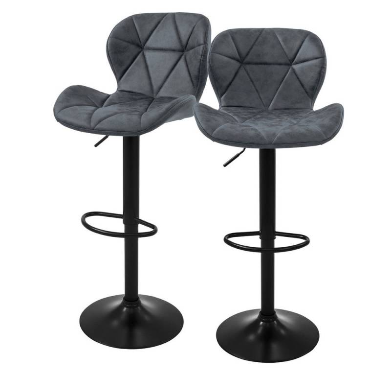 ML-DESIGN Barhocker Gepolsterter Barstuhl mit Rückenlehne und Fußstütze, 360° drehbar (Komplett-Set, 2 St), Bistrohocker aus Kunstleder, Anthrazit, Drehstuhl Hocker Tresenhocker von ML-DESIGN