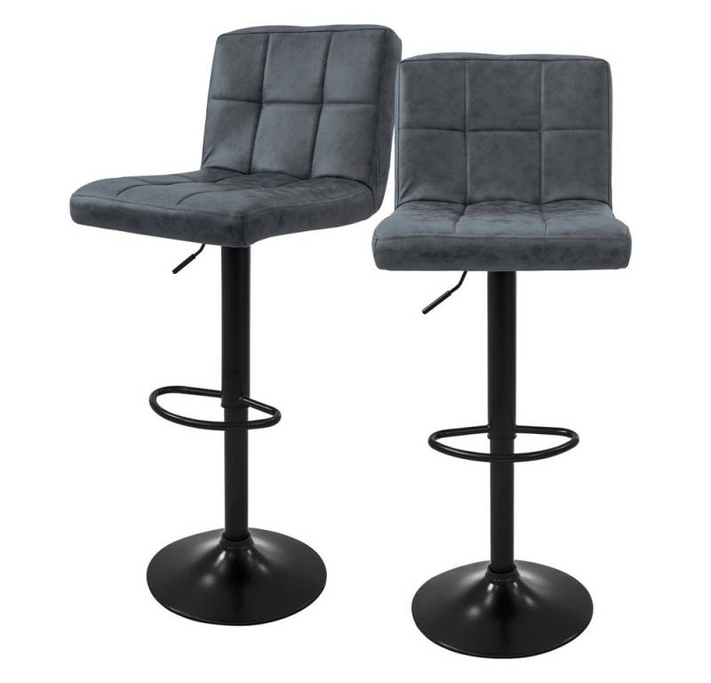 ML-DESIGN Barhocker Gepolsterter Barstuhl mit Rückenlehne und Fußstütze, 360° drehbar (Komplett-Set, 2 St), Drestuhl höhenverstellbar 63-83 cm, Anthrazit, Bezug aus Kunstleder von ML-DESIGN