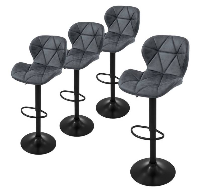 ML-DESIGN Barhocker Gepolsterter Barstuhl mit Rückenlehne und Fußstütze, 360° drehbar (Komplett-Set, 4 St), Bistrohocker aus Kunstleder, Anthrazit, Drehstuhl Hocker Tresenhocker von ML-DESIGN