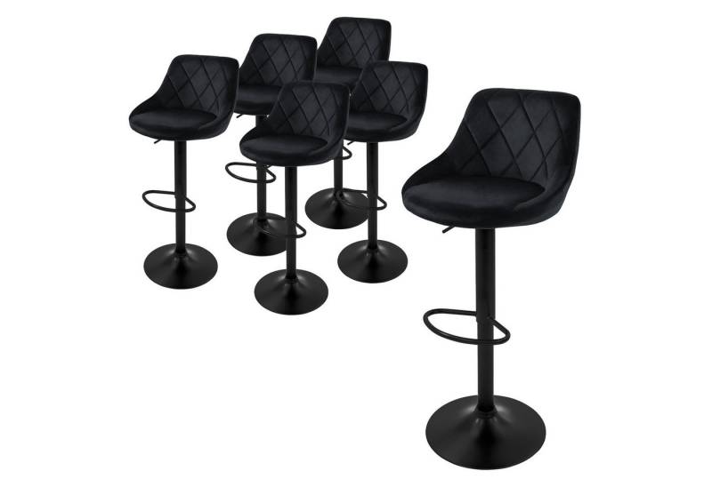 ML-DESIGN Barhocker Gepolsterter Barstuhl mit Rückenlehne und Fußstütze, 360° drehbar (Komplett-Set, 6 St), Drestuhl höhenverstellbar 62-82 cm, Schwarz, Bezug aus Kunstleder von ML-DESIGN