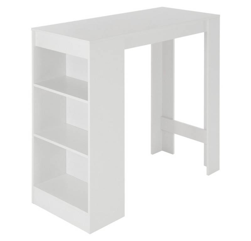 ML-DESIGN Bartisch Bistrotisch mit 3 Ablageflächen aus Holz Bartheke Küchenthe, Küchenbar Weiß Küchenbartisch Bartresen Schreibtisch Loungetisch von ML-DESIGN
