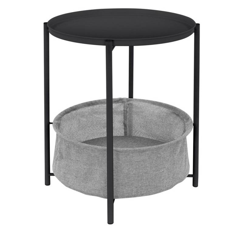 ML-DESIGN Beistelltisch Couchtisch aus Metall mit Stoffkorb als Stauraum & abnehmbarer Tablett, Sofatisch Wohnzimmertisch Nachttisch Tisch Couchtisch Anthrazit von ML-DESIGN