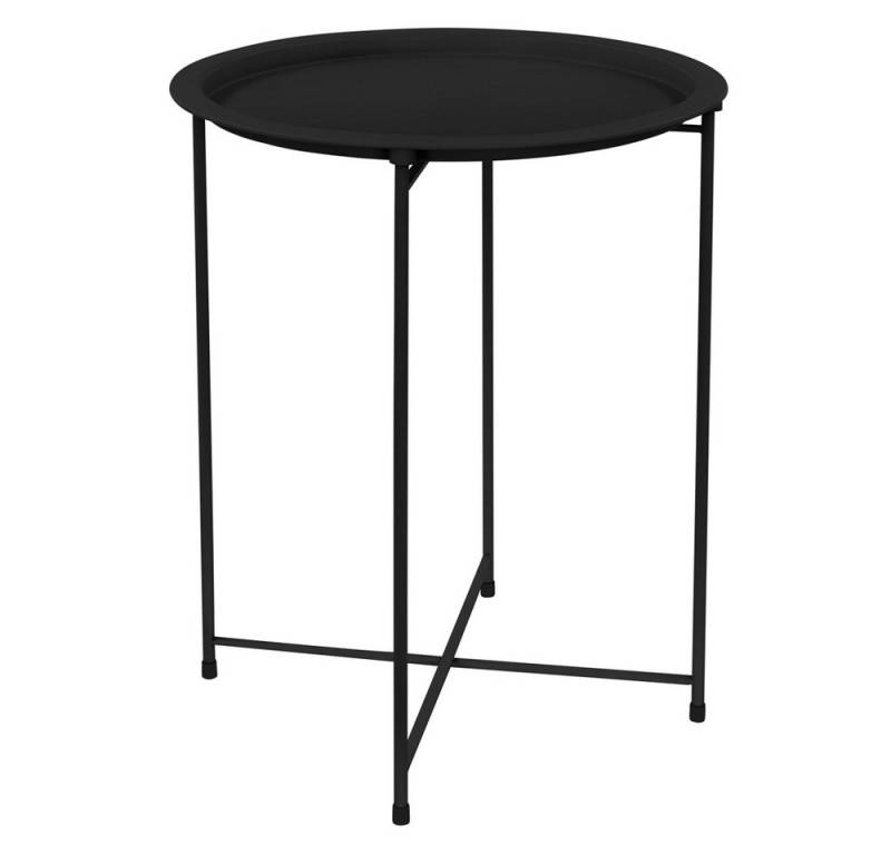 ML-DESIGN Beistelltisch Wohnzimmertisch aus Metall mit abnehmbarem Tablett, klappbar, Couchtisch Kaffeetisch Nachttisch Gartentisch Sofatisch Schwarz von ML-DESIGN