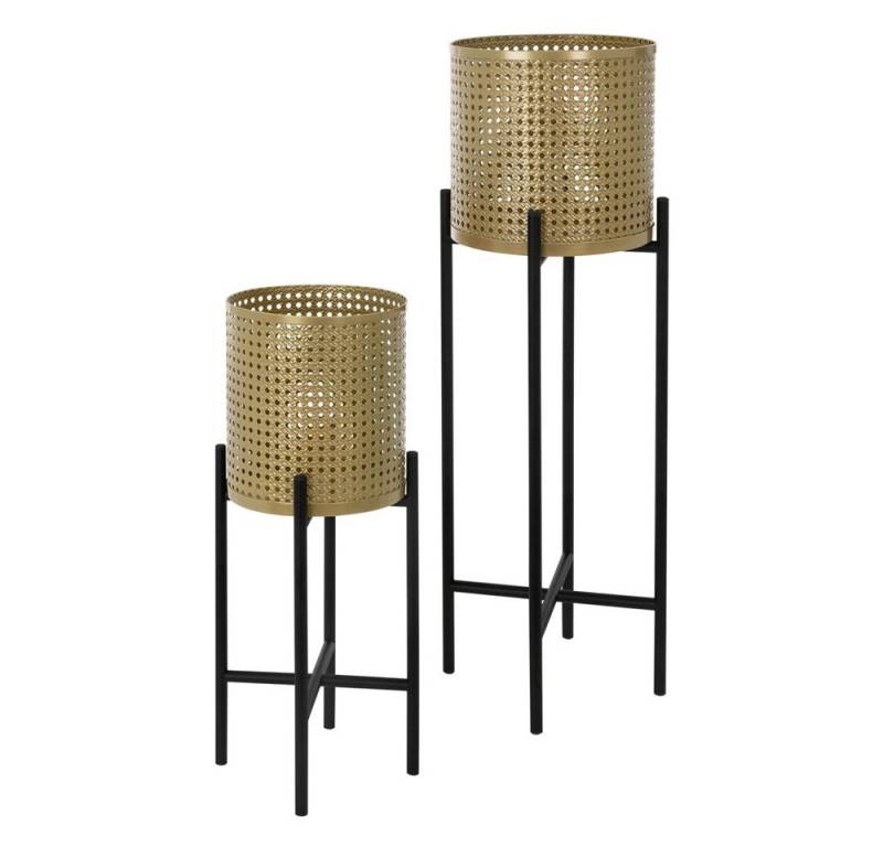 ML-DESIGN Blumenständer Pflanzenständer Set aus Metall Pflanztopf Deko Blumenhocker (2 St), Blumentopfständer Schwarz/Gold Wetterfeste & robuste Blumentopfhalter von ML-DESIGN