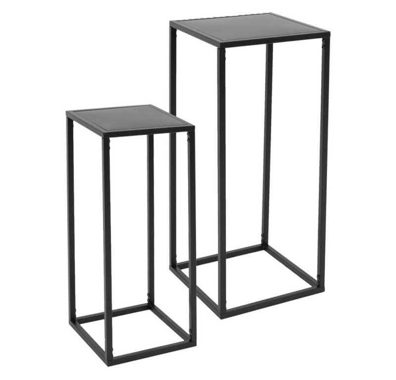 ML-DESIGN Blumenständer Pflanzenständer Set aus Metall Pflanztopf Deko Blumenhocker (2 St), Blumentopfständer Schwarz Wetterfeste und robuste Blumentopfhalter von ML-DESIGN