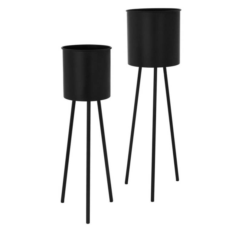 ML-DESIGN Blumenständer Pflanzenständer Set aus Metall Pflanztopf Deko Blumenhocker (2 St), Blumentopfständer Schwarz Wetterfeste und robuste Blumentopfhalter von ML-DESIGN