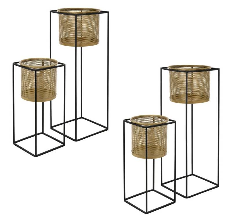 ML-DESIGN Blumenständer Pflanzenständer Set aus Metall Pflanztopf Deko Blumenhocker (4 St), Blumentopfständer Schwarz/Gold Wetterfeste & robuste Blumentopfhalter von ML-DESIGN