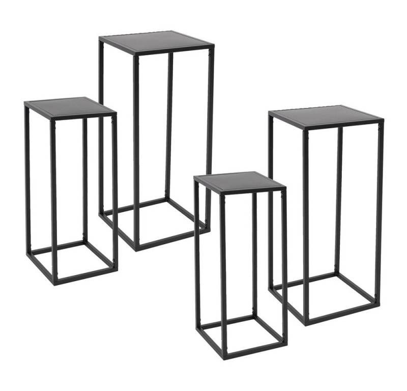 ML-DESIGN Blumenständer Pflanzenständer Set aus Metall Pflanztopf Deko Blumenhocker (4 St), Blumentopfständer Schwarz Wetterfeste und robuste Blumentopfhalter von ML-DESIGN