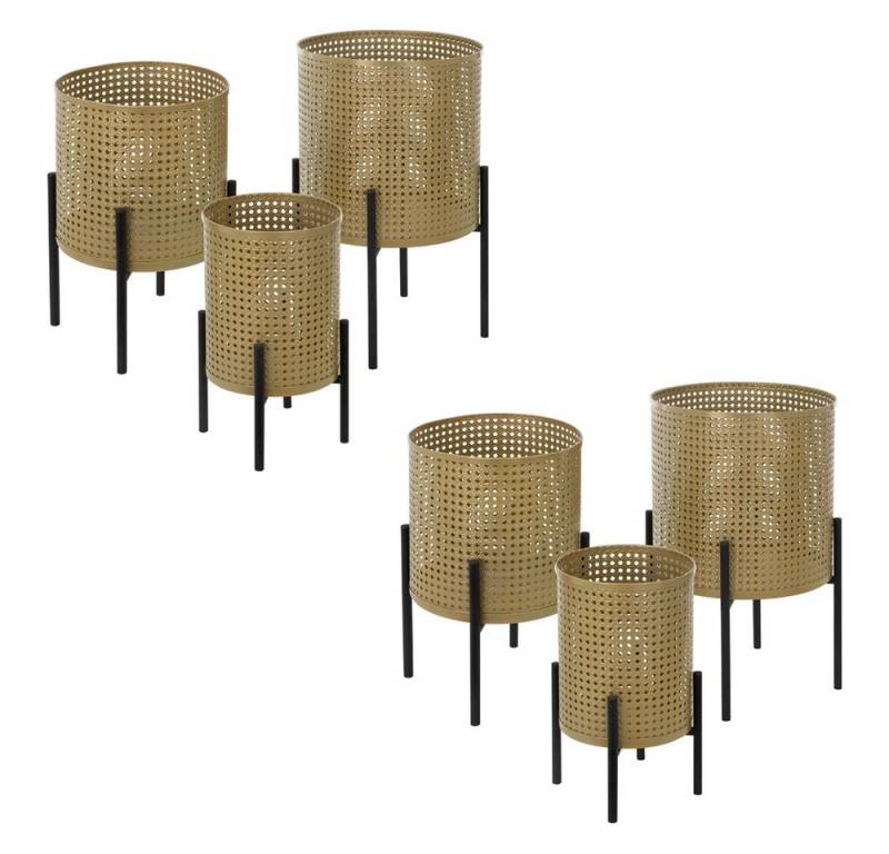 ML-DESIGN Blumenständer Pflanzenständer Set aus Metall Pflanztopf Deko Blumenhocker (6 St), Blumentopfständer Schwarz/Gold Wetterfeste & robuste Blumentopfhalter von ML-DESIGN