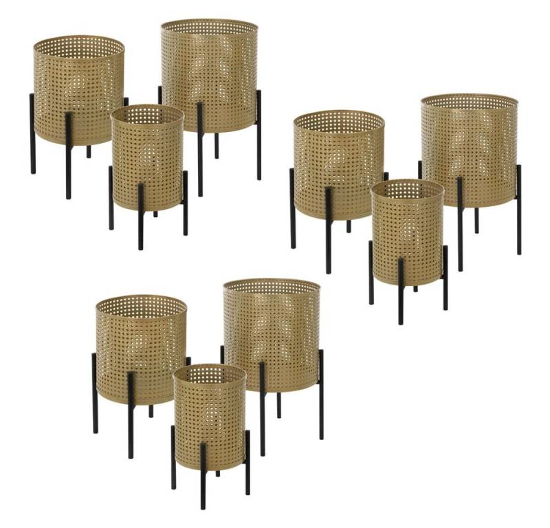ML-DESIGN Blumenständer Pflanzenständer Set aus Metall Pflanztopf Deko Blumenhocker (9 St), Blumentopfständer Schwarz/Gold Wetterfeste & robuste Blumentopfhalter von ML-DESIGN