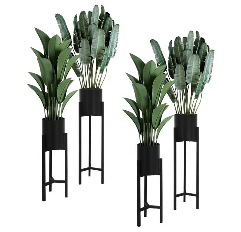 ML-DESIGN Blumenständer Pflanzenständer aus Metall mit Übertopf Blumentopfhalter (4 St., 2er Set), Blumentopfständer Schwarz Robuste Pflanztopf Deko Blumenhalter von ML-DESIGN